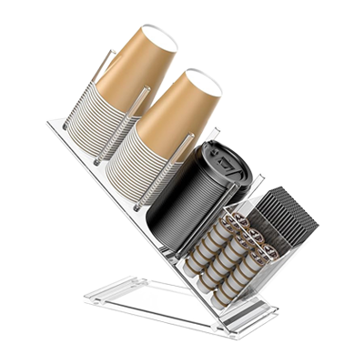 Acrylic Cup and Lid Holder with Straw Organizer
