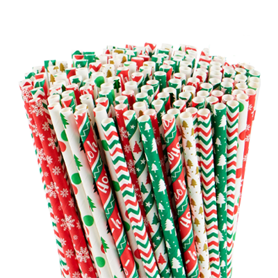 Christmas Paper Straws Disposable